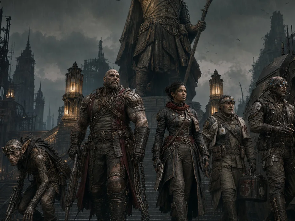 Rulebook illustration of the early Hunter Corps associated with Markus the Dreamer